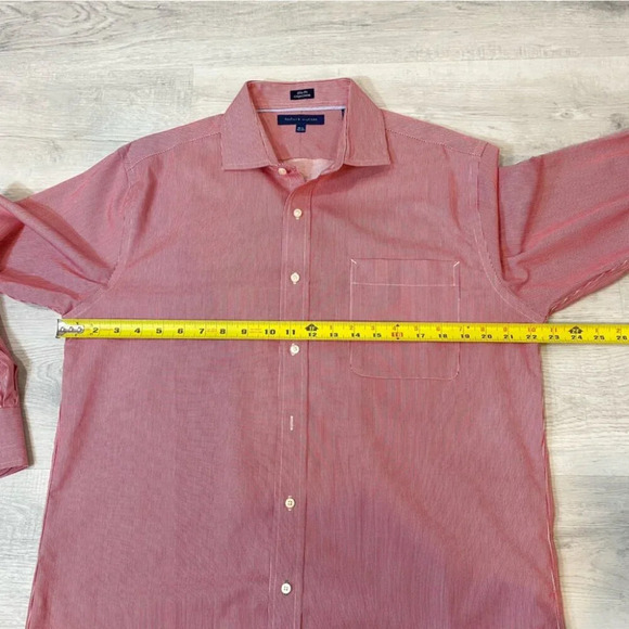 Tommy Hilfiger Slim Fit Red and White PinStriped Button Down 16.5 neck - Picture 8 of 15